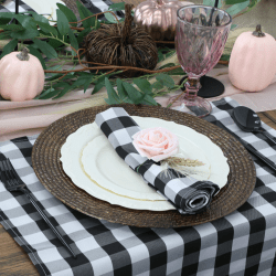 Faux Rattan Braided Acrylic Charger Plate Brown20Rental 176947833 1 Brown Faux Rattan Braided Charger Plate