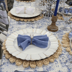 Rental 1769477939 Gold & Ivory Waved Scalloped Round Charger Plate